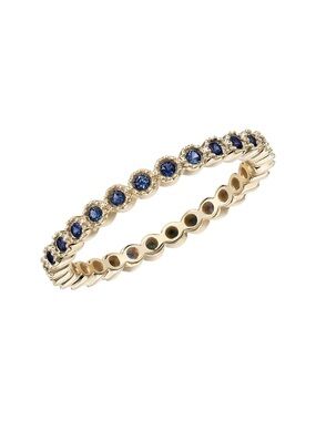 Blue Nile 14k Gold Vintage Style Bezel Set Blue Sapphire Eternity Band Ring 5.5